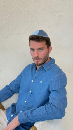 כיפה קטיפה צבע כחול