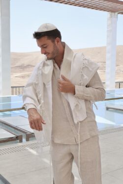 ⁦טלית PREMIUM | אבן⁩ – תמונה ⁦5⁩