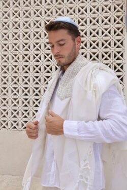 ⁦טלית PREMIUM | דגם אינדיגו⁩ – תמונה ⁦3⁩